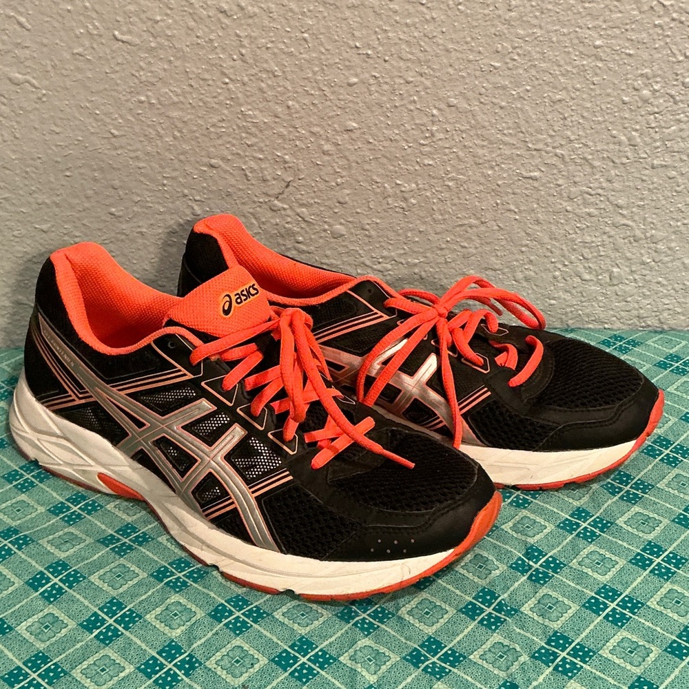 ASICS Black & Orange Lace-Up Running Shoes